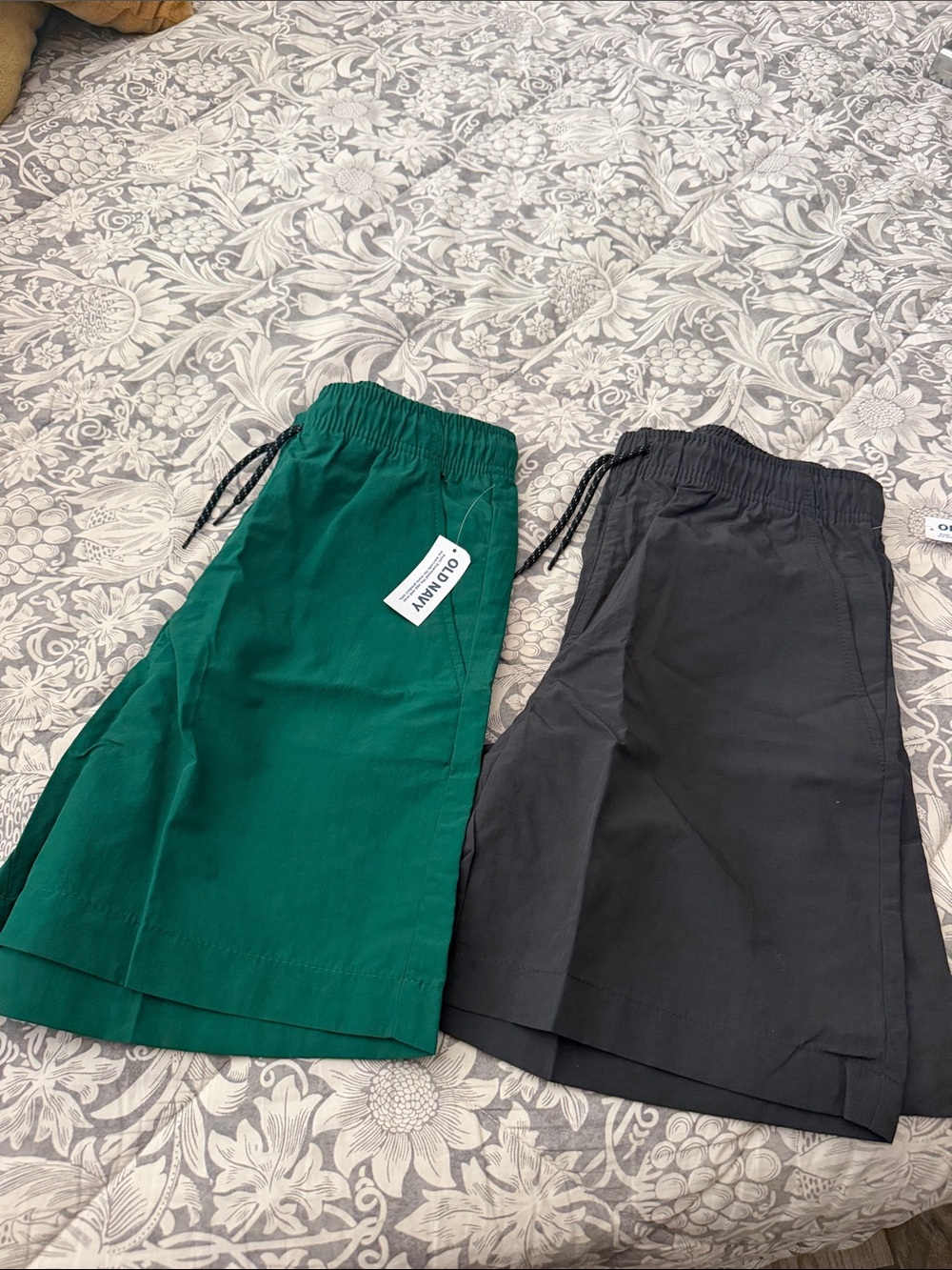 Old Navy Green and Black Kids Drawstring Shorts Duo